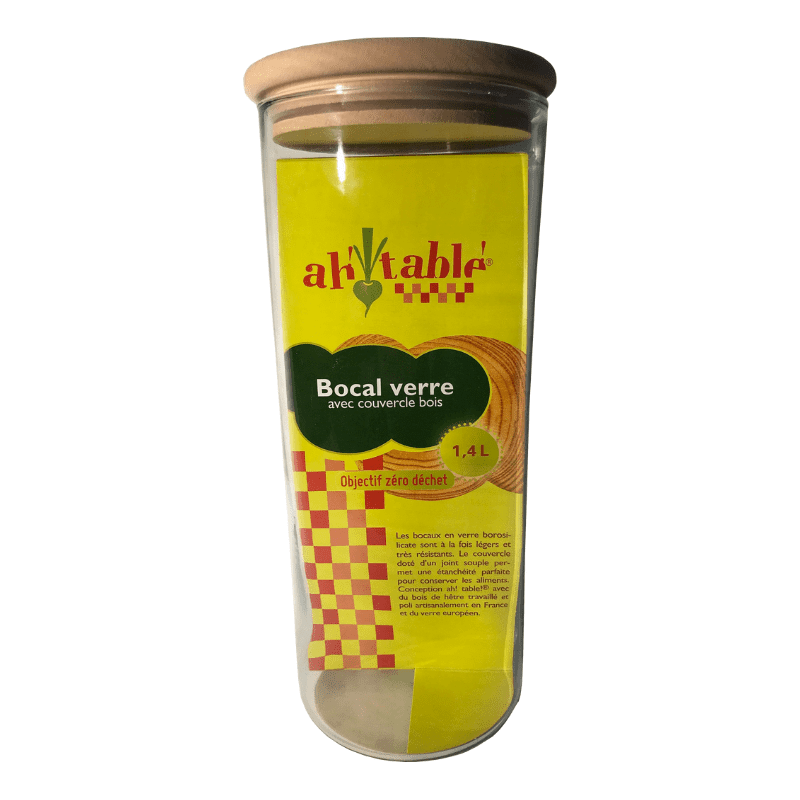Ah Table Glazen pot met houten deksel 1.4l