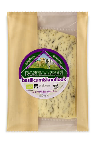 Bastiaansen Kaas gouda basilicum sneetjes bio 150g
