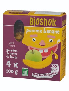 Bioshok Knijpzakjes Appel-banaan pak bio 4*100g - 1589