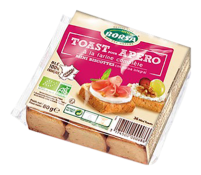 Borsa Apéro toastjes volkoren tarwe bio 80g - 1602