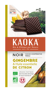 Kaoka Chocolade puur 55% met gember en citroen bio 100g - 1650