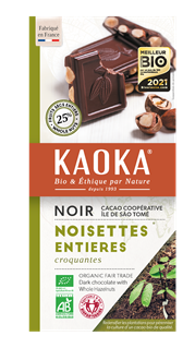 Kaoka Chocolade puur 66% met hazelnoten bio 180g - 1663