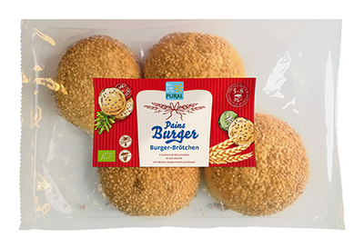 Pural Burgerbroodjes met volkorenmeel en sesam bio 4x60g - 4138