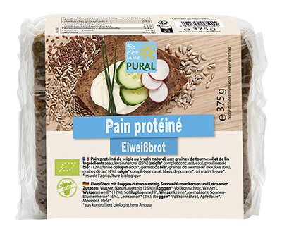 Pural Zuurdesem rogge eiwitbrood met zonnebloempitten en lijnzaad bio 375g - 4261