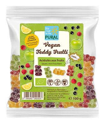 Pural Tutti frutti zure snoepjes zonder gelatine bio 100g - 4310