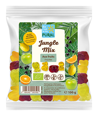 Pural Snoepmix-jungle met vruchten in de vorm van dieren van de savanne bio 100g - 4316