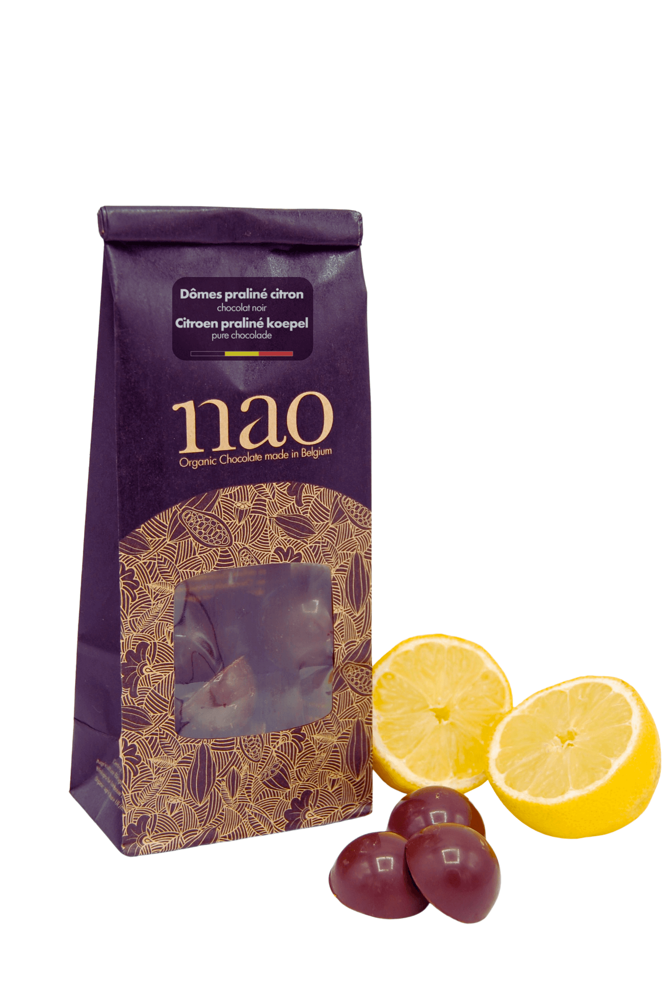 Nao Dôme praliné citroen pure chocolade 71% bio 100g