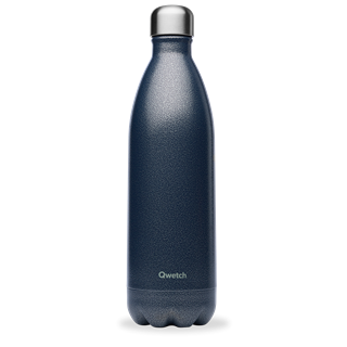 Qwetch Thermosfles inox structuur blauw 1000ml - 10262
