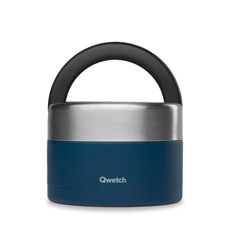 Qwetch Lunch en soep box isothermisch met handvat blauw graniet 650ml - 9358