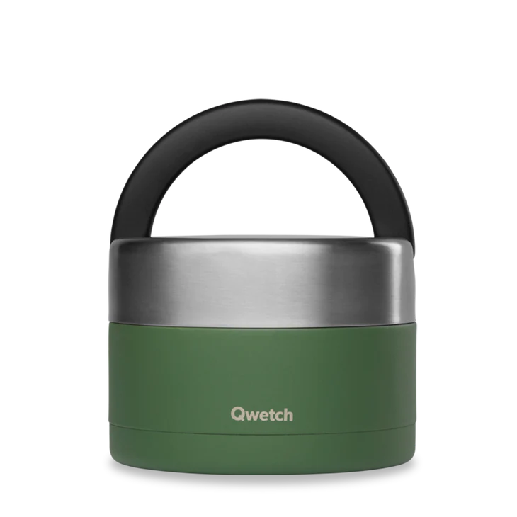 Qwetch Lunch en soep box isothermisch met handvat graniet kaki 650ml