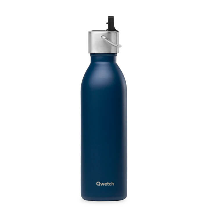 Qwetch Thermosfles inox mat marineblauw met sportdop 600ml