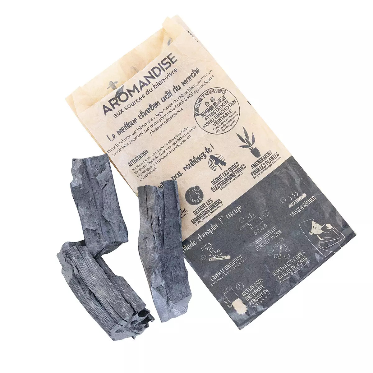 Aromandise Binchotan charbon actif-veritable KISHU Japon REFILL 1kg