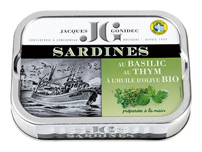 Jacques Gonidec Sardines met olijfolie, basilicum en tijm 115g - 3003