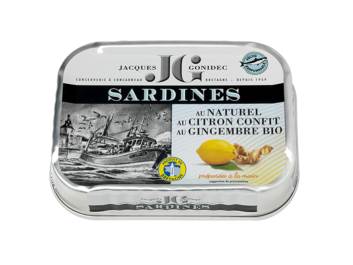 Jacques Gonidec Sardines natuur met geconfijte citroen 115g - 3005