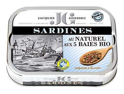 Jacques Gonidec Sardines natuur met 5 bessen 115g - 3006