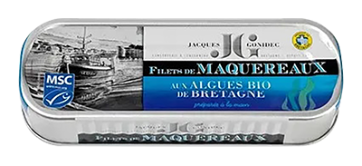 Jacques Gonidec Makreelfilets met bio zeewier uit Bretagne 176g
