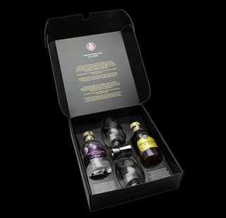 Principauté de Liège Spirits rum emotion one + gin rebel one + 2 glazen + maatbeker - 5095