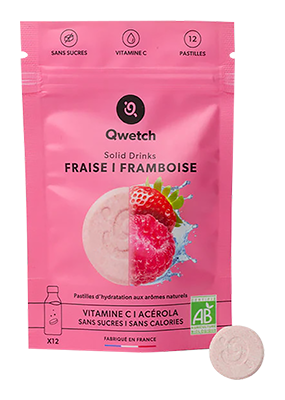 Qwetch Solid drinks Aardbei & framboos bio 12pastilles