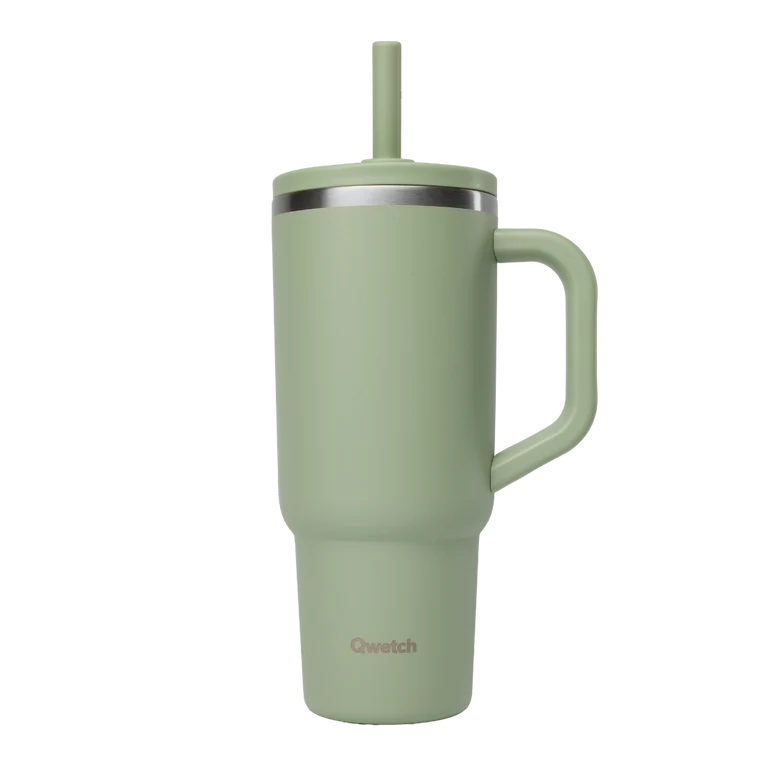 Qwetch Travel Cup met lekvrije dop - MATT - Lindegroen - 900ml