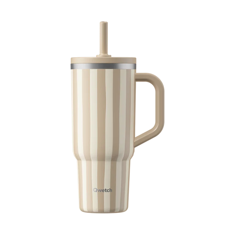 Qwetch Travel Cup met lekvrije dop - ALLURE - Linnen - 900ml