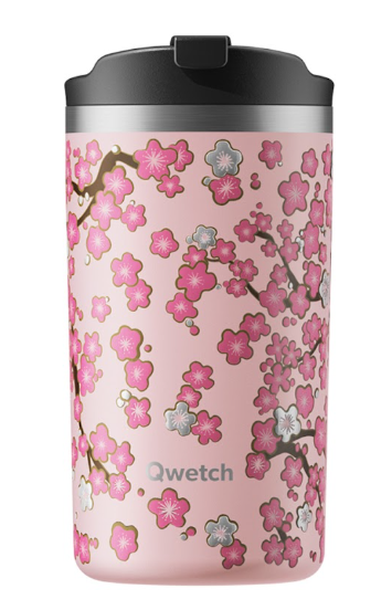 Qwetch Travel mug - FLOWERS - Pastelroze - 350ml