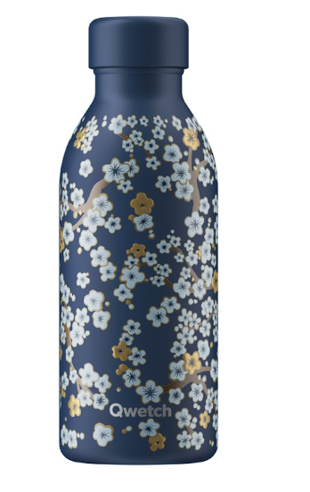 Qwetch Thermosfles ICON - FLOWERS - Nachtblauw - 500ml
