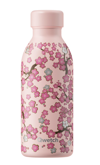 Qwetch Thermosfles ICON - FLOWERS - Pastelroze - 500ml