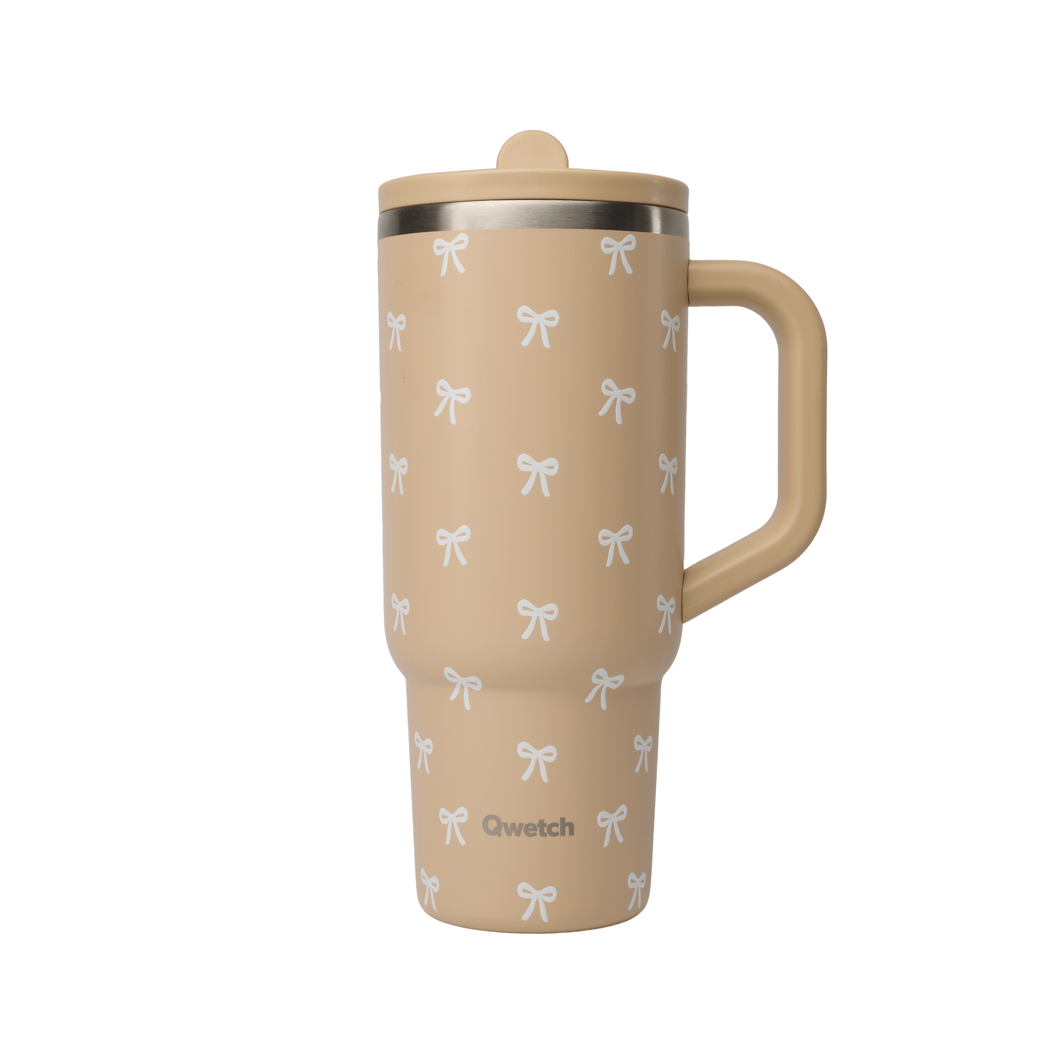 Qwetch Travel Cup met lekvrije dop - COZY - Linnen - 900ml