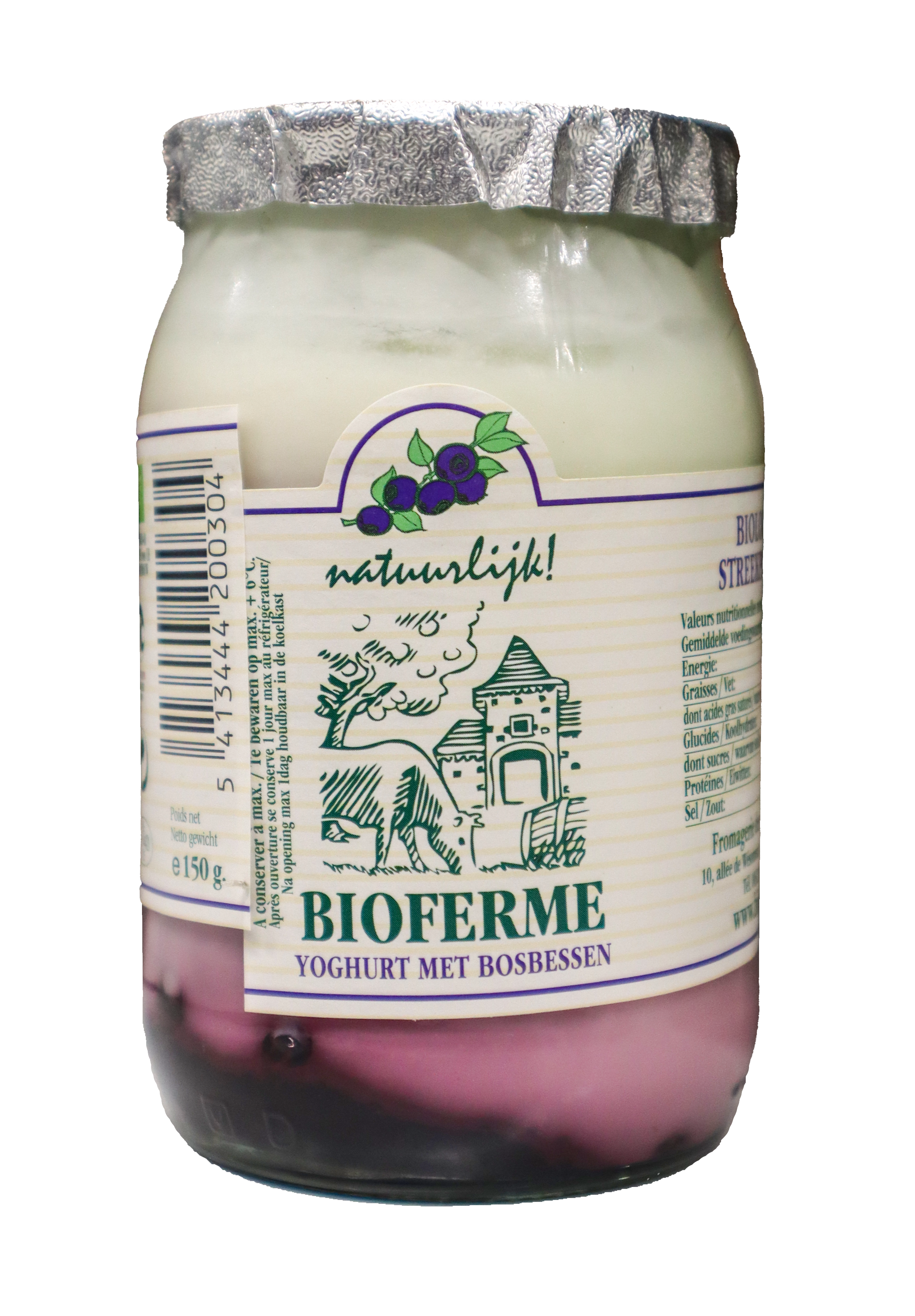Bioferme Yoghurt bosbessen bio 150g