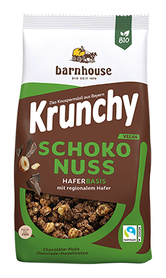 Barnhouse Krunchy choco puur met hazelnoten bio 750g