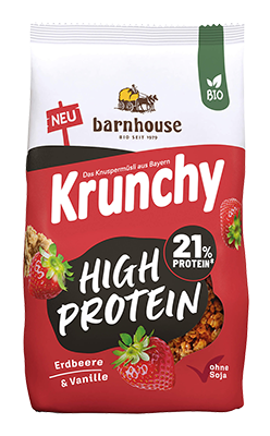 Barnhouse Krunchy high protein aardbei vanille bio 450g