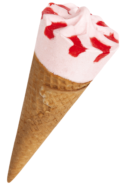 Boerderijs Cornetto aardbei roomijs met aardbeisaus en chocolade bio 110ml