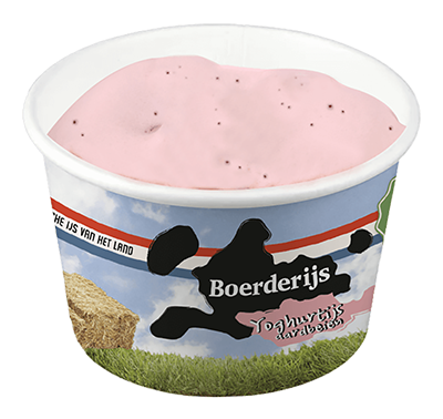 Boerderijs Yoghurt aardbeien beker bio 120ml