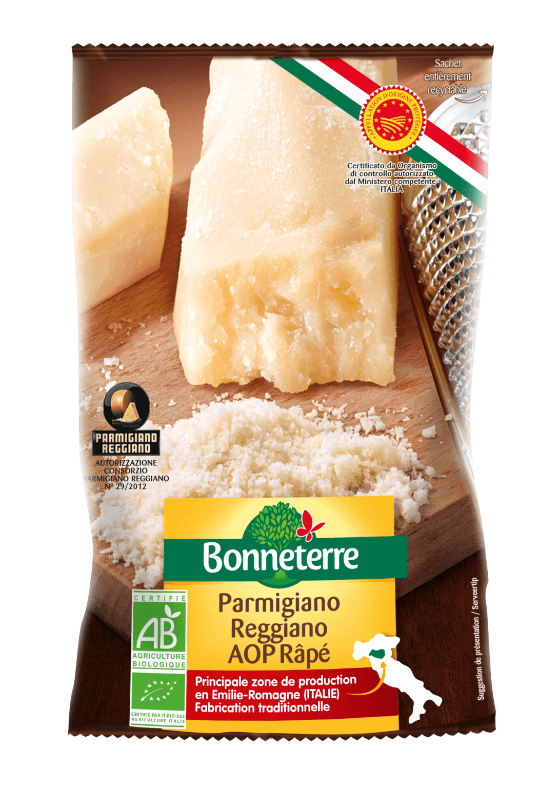 Bonneterre Parmezaan geraspt bio 50g