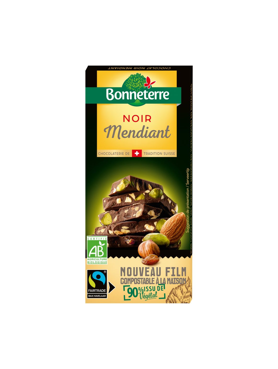 Bonneterre Pure chocolade noten en rozijnen bio 100g