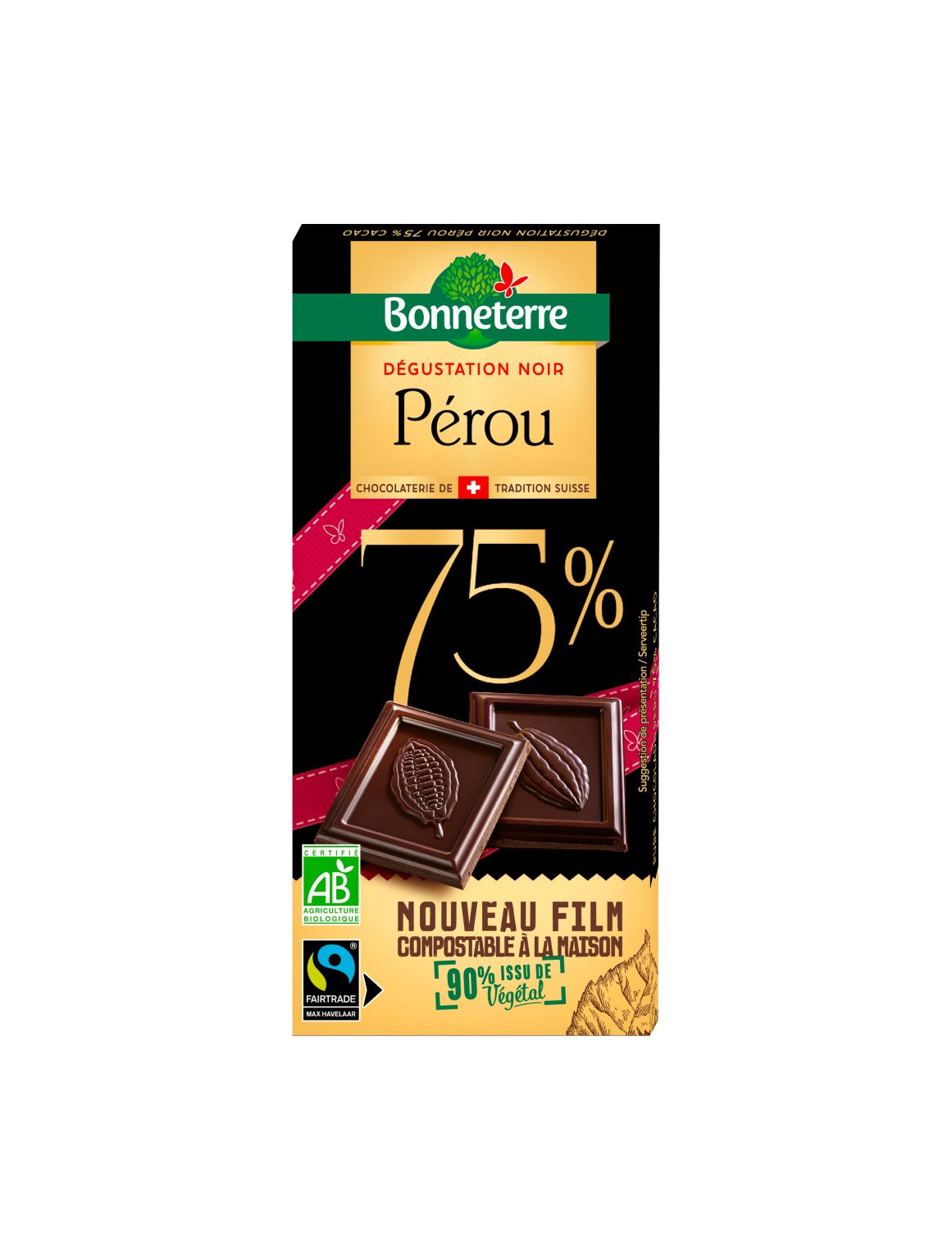 Bonneterre Pure chocolade Peru 75% bio 80g