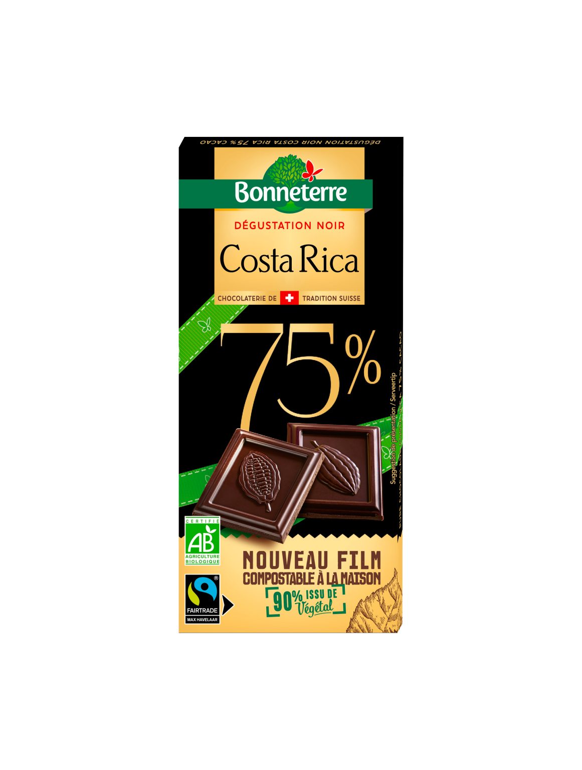 Bonneterre Pure chocolade Costa Rica 75% bio 80g