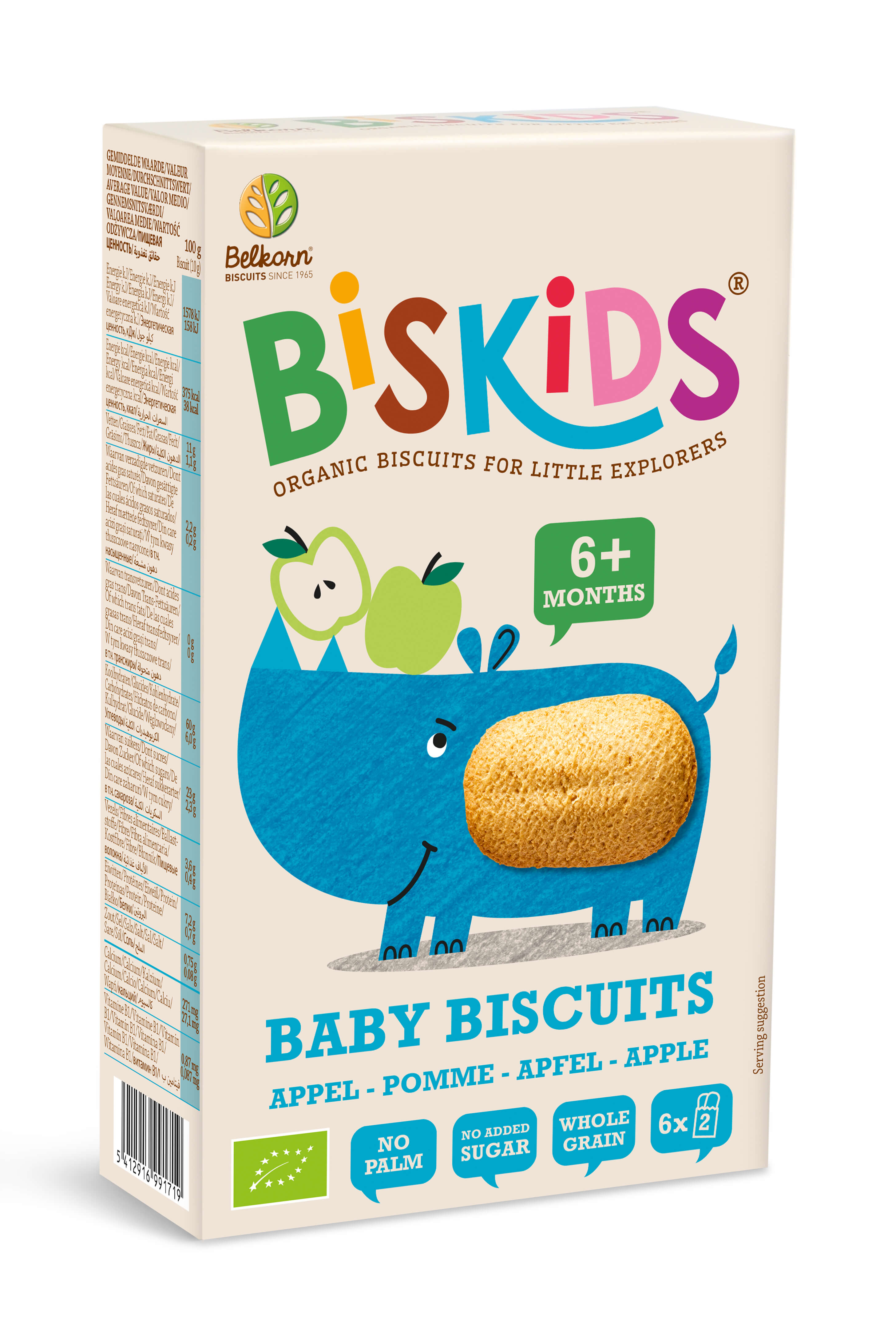 Biskids Babykoek met appel +6 maanden z.s. bio 120g