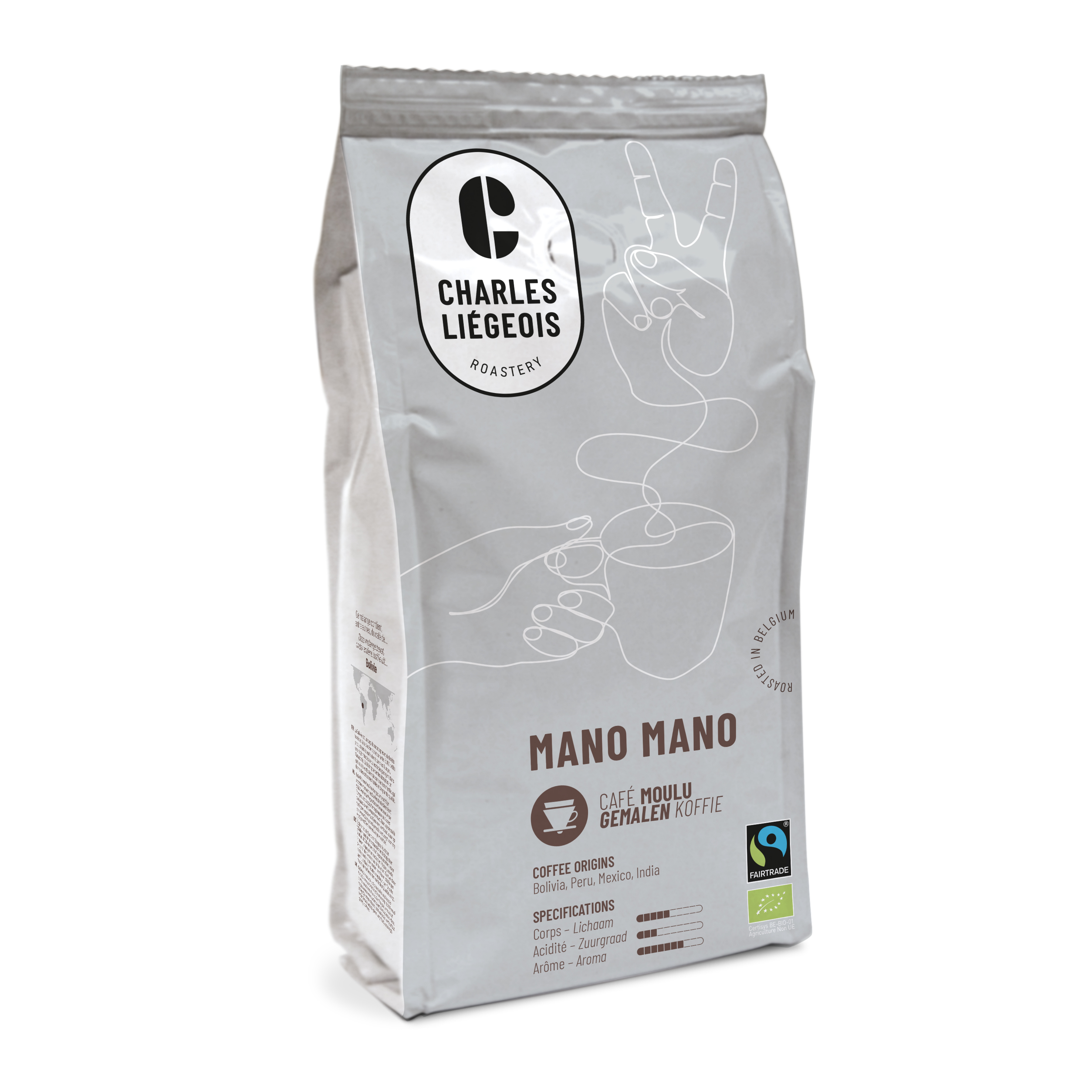 Charles Liégeois Koffie gemalen Mano mano bio 500g - 9100