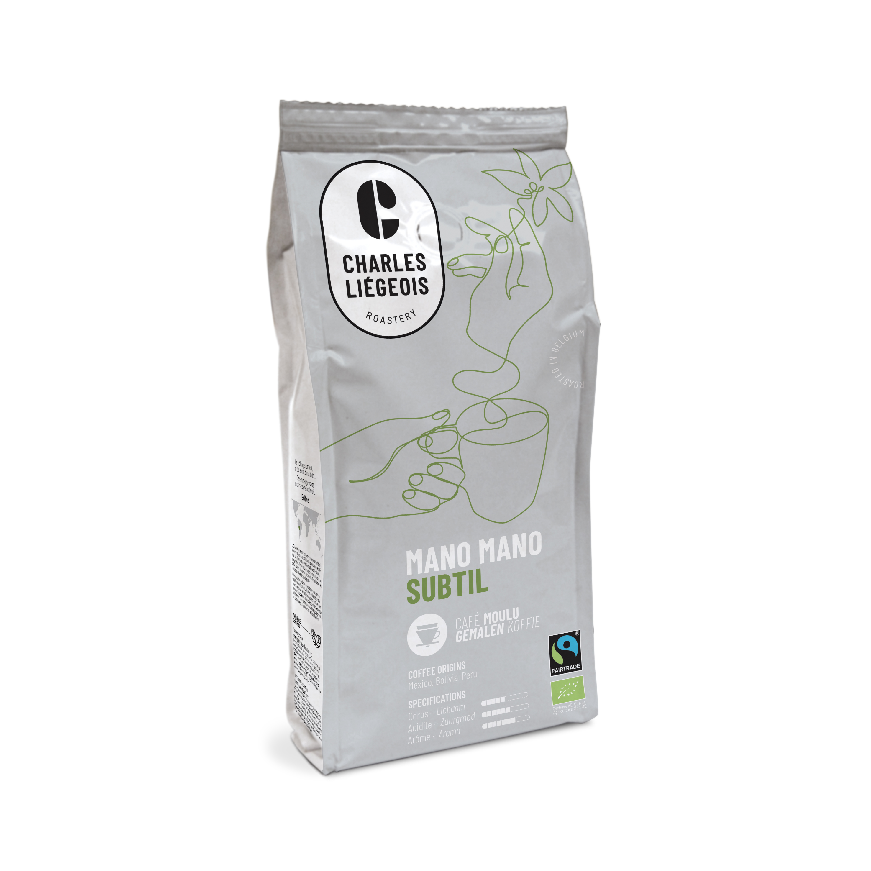 Charles Liégeois Koffie gemalen Mano mano subtiel bio 250g