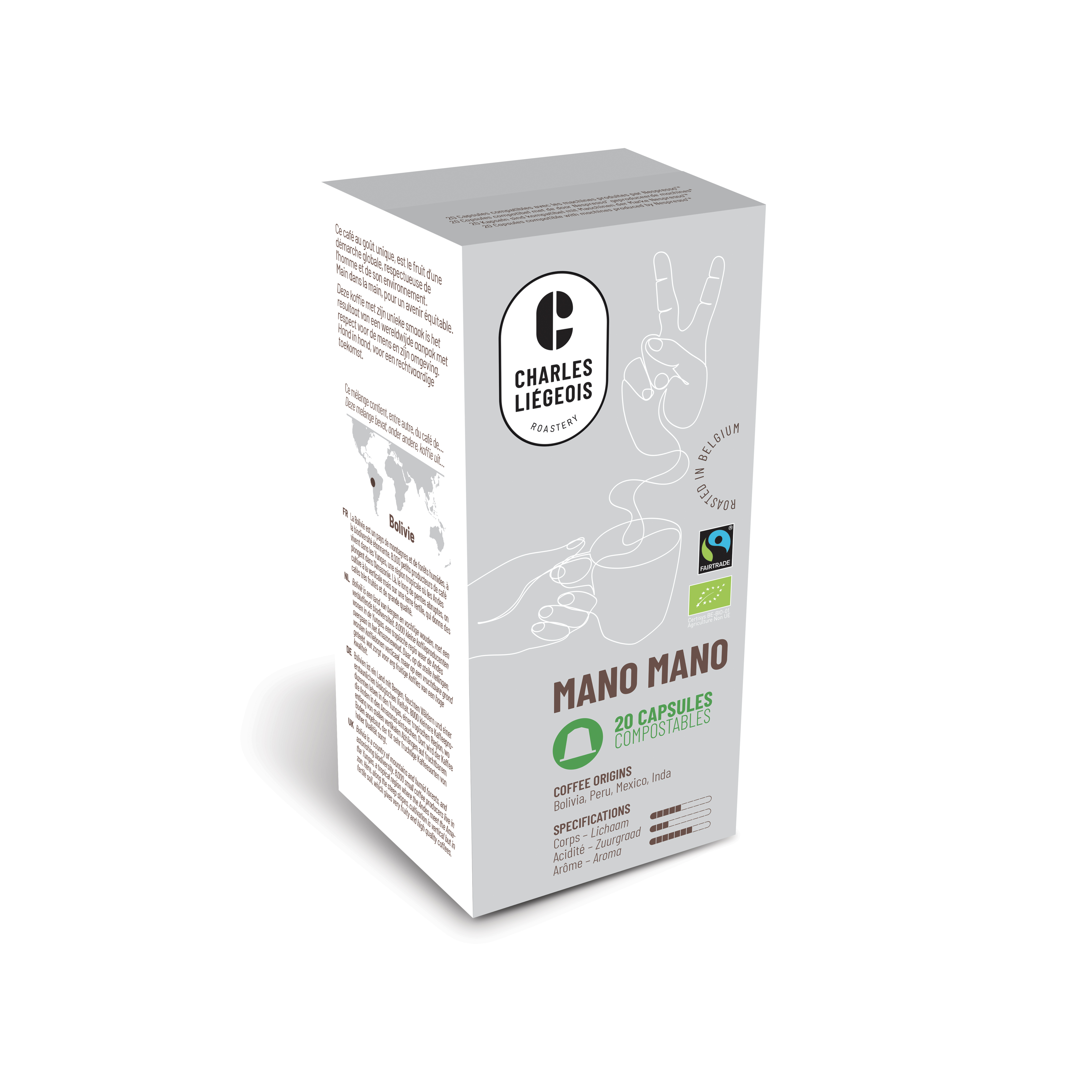 Charles Liégeois Koffiecapsules Mano mano bio BC 20st - 9120