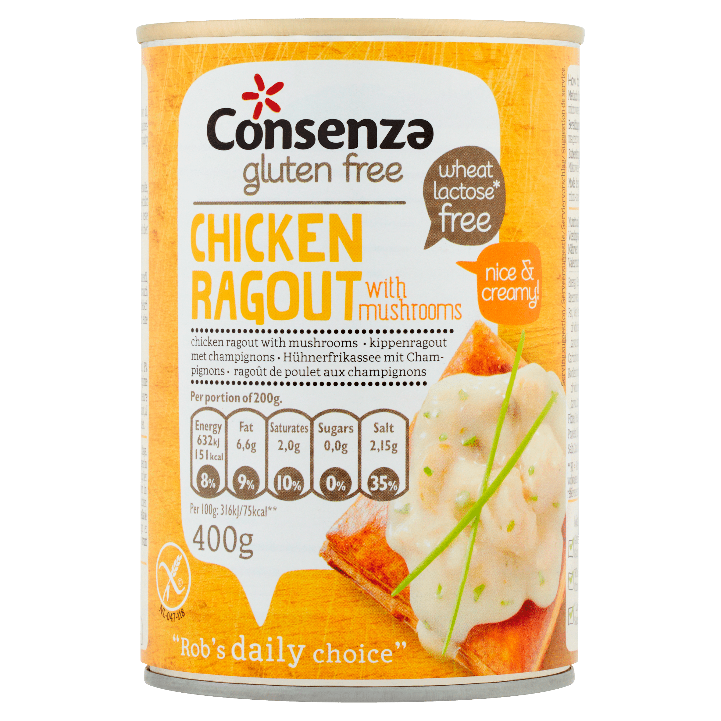 Consenza Kippenragout glutenvrij 400g - THT 31/10/26