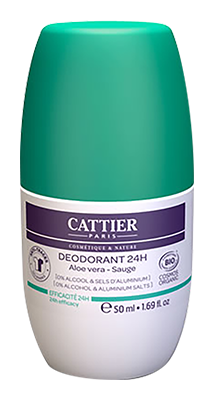 Cattier Deodorant roll-on 24h aloe vera-kersenbloesem 50ml