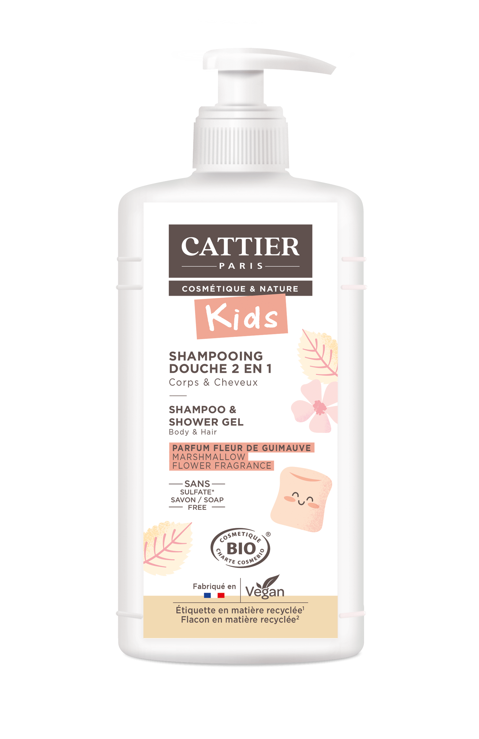 Cattier Shampoo kids 2 in 1 marshmallow bloem 500ml