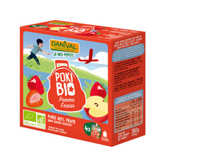 Danival Poki Appel-aardbeienpuree bio 4x90g