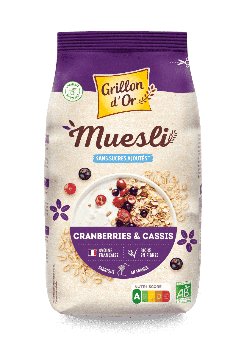 Grillon d'or Muesli veenbes en zwarte bes 500g