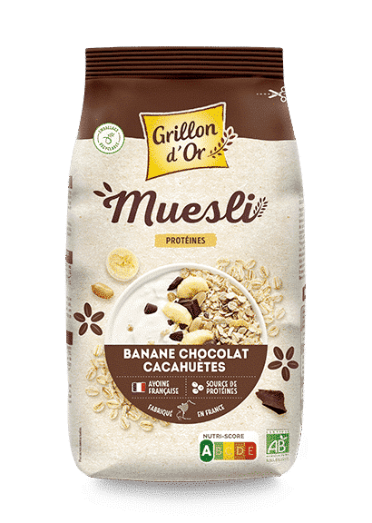 Grillon d'or Muesli banaan chocolade pinda bio 500g