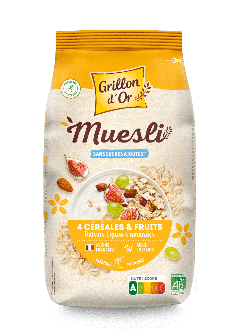 Grillon d'or Muesli 4 granen & vruchten bio 500g
