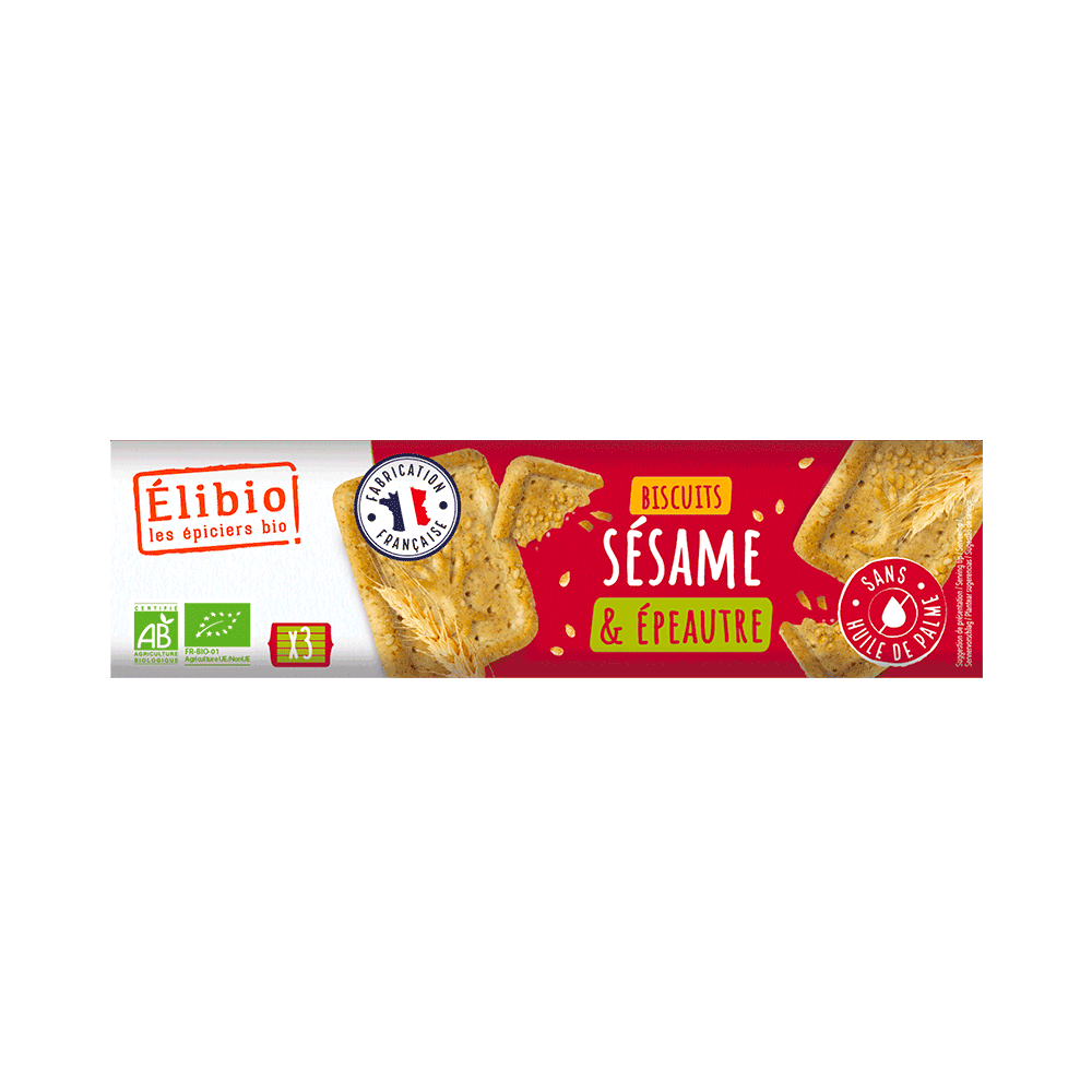 Élibio Zandkoekjes met sesam en spelt 3x5 bio 150g