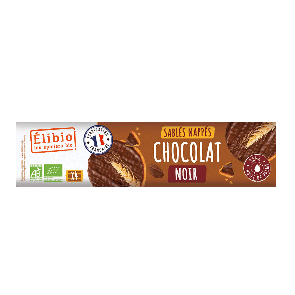 Élibio Zandkoekjes omhuld met pure choco 4x4 bio 160g